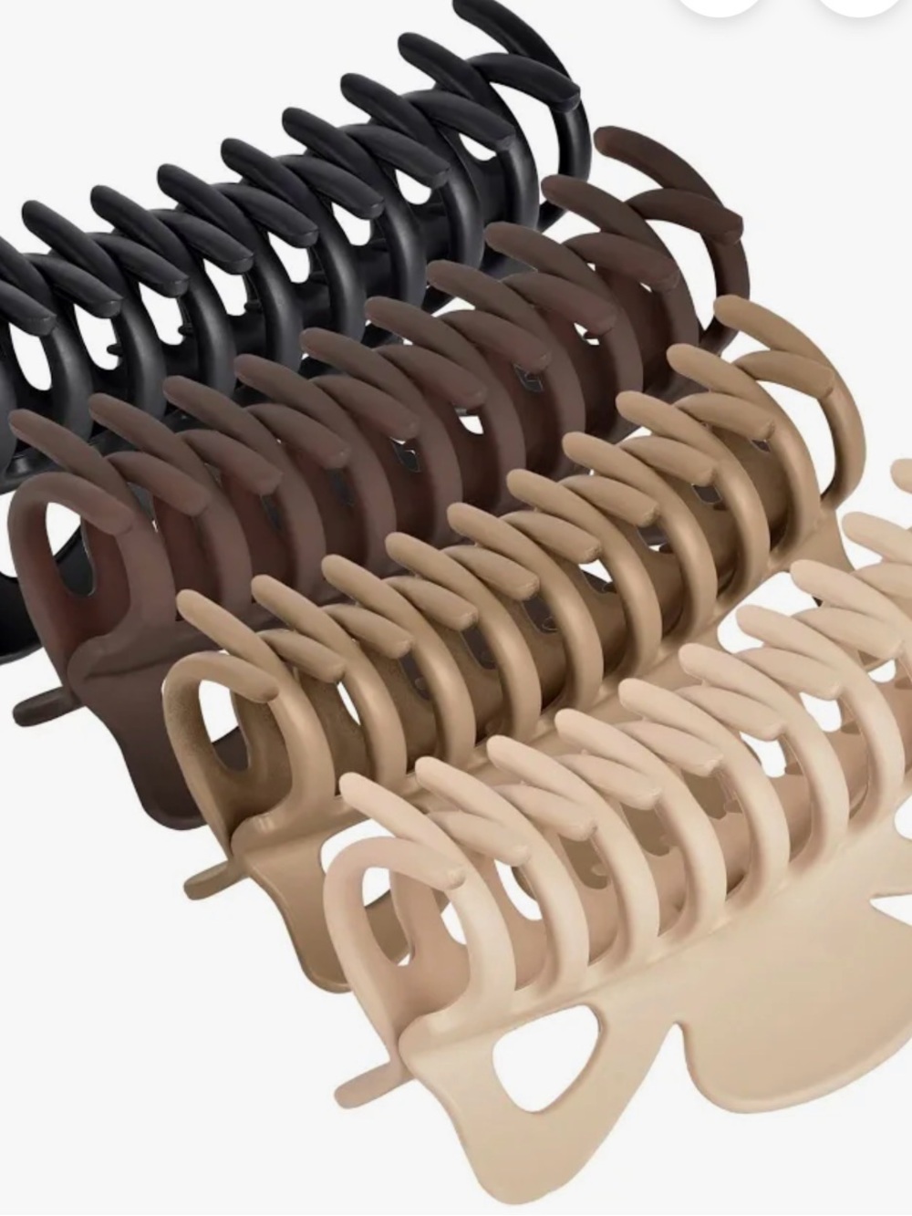 Matte Neutral Hair Claw Clips Set — Black, Brown, Tan & Cream
